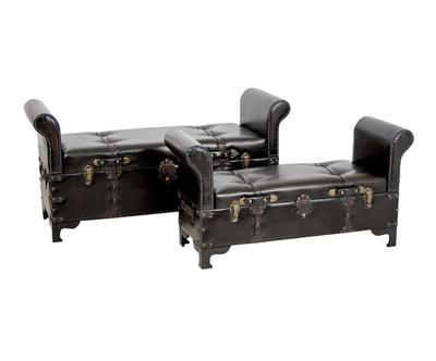 Set de 2 pufs Maletas - marrón oscuro