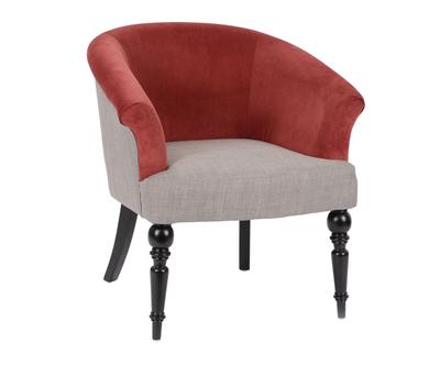 Butaca tapizada en terciopelo Burgundy - burdeos y beige