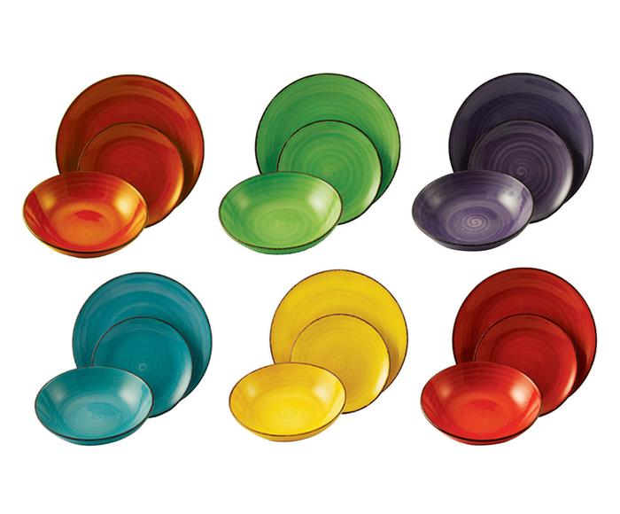 Vajilla de gres esmaltado pintada a mano Baita - 18 piezas